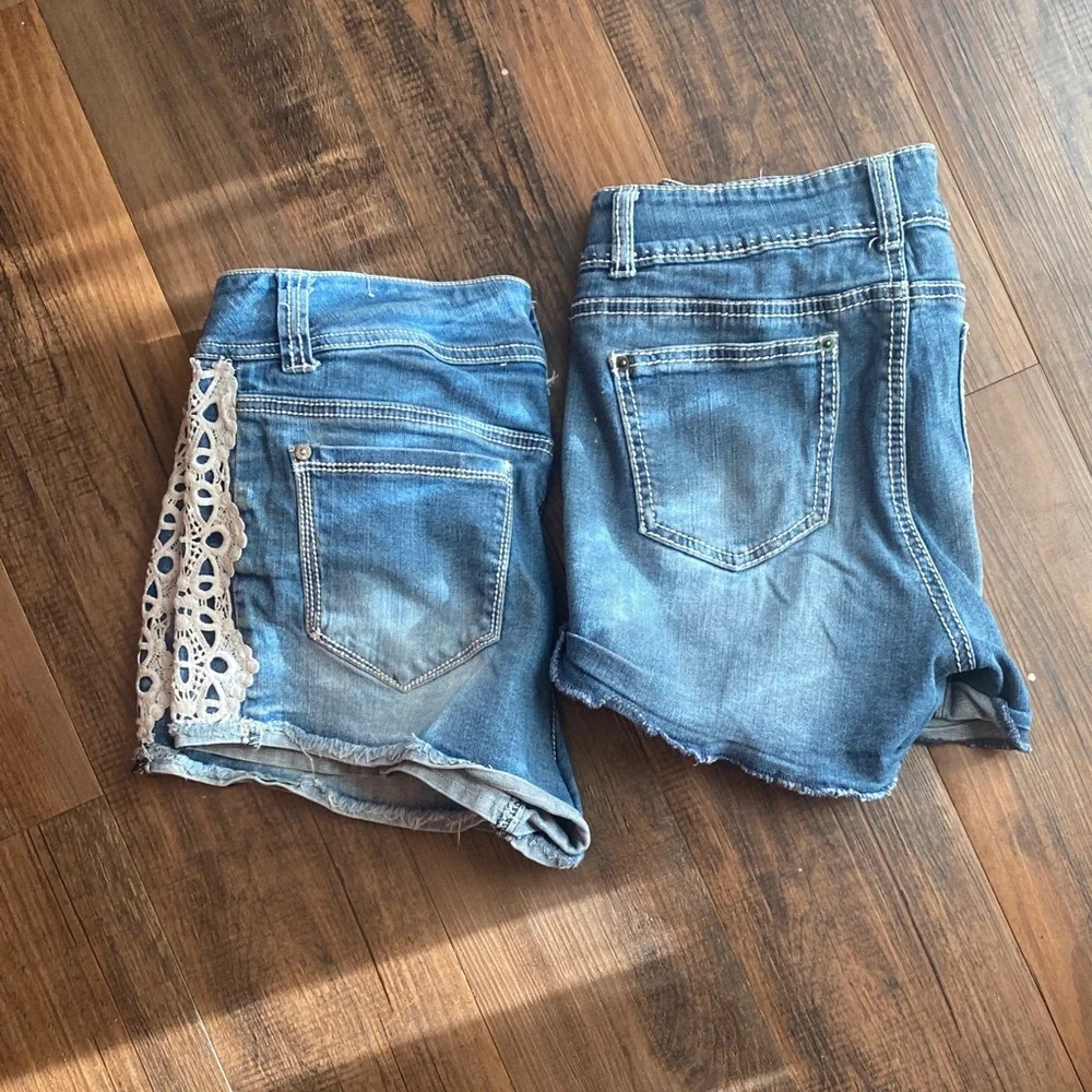 Bundle Rue21 Distressed Blue Jean Shorts with Lace Accents